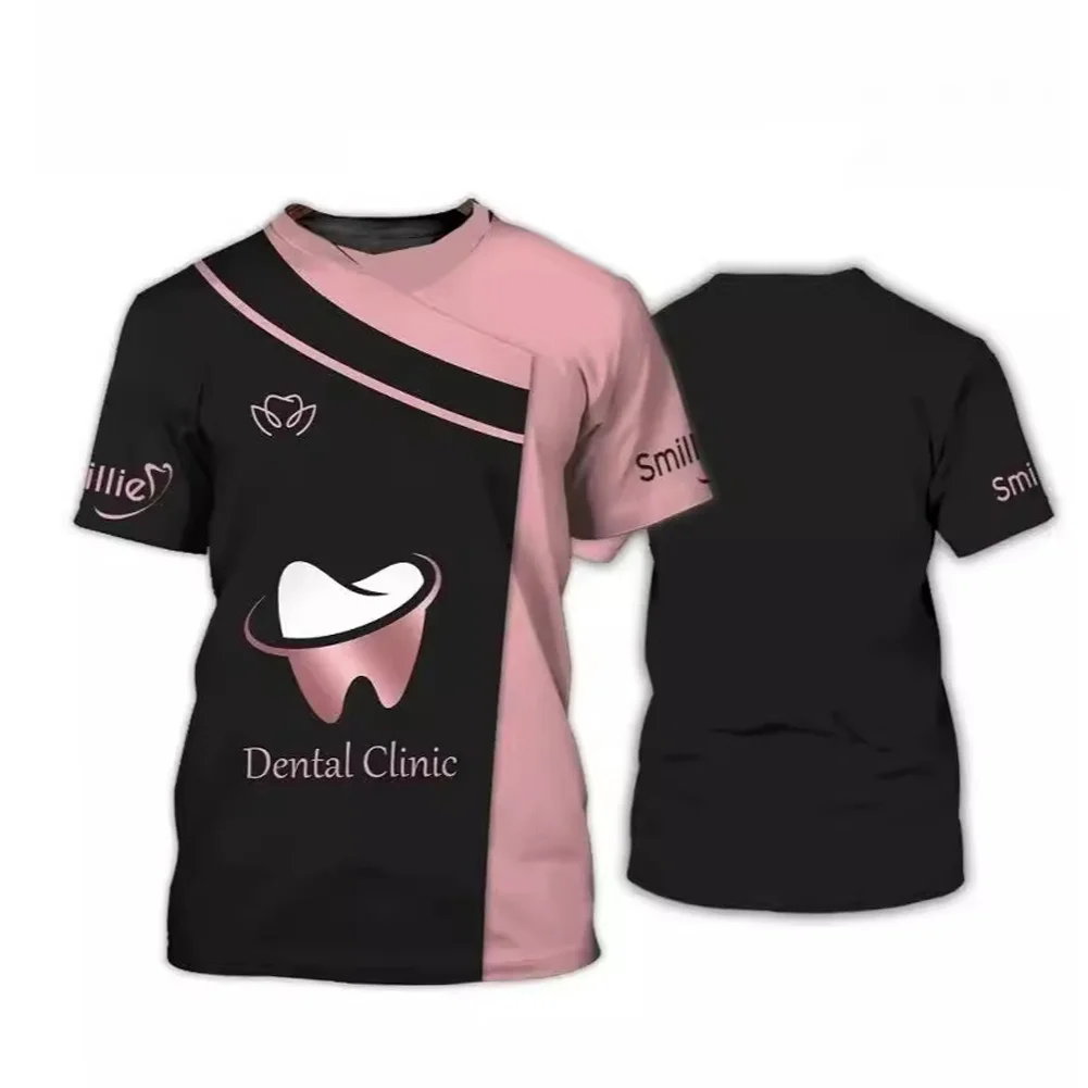 1pc Dental T-Shirt Custom Dentist Men Woman Nurse Uniform 3d Print Dentistry Clinic Hospital Overalls Fashion Tee