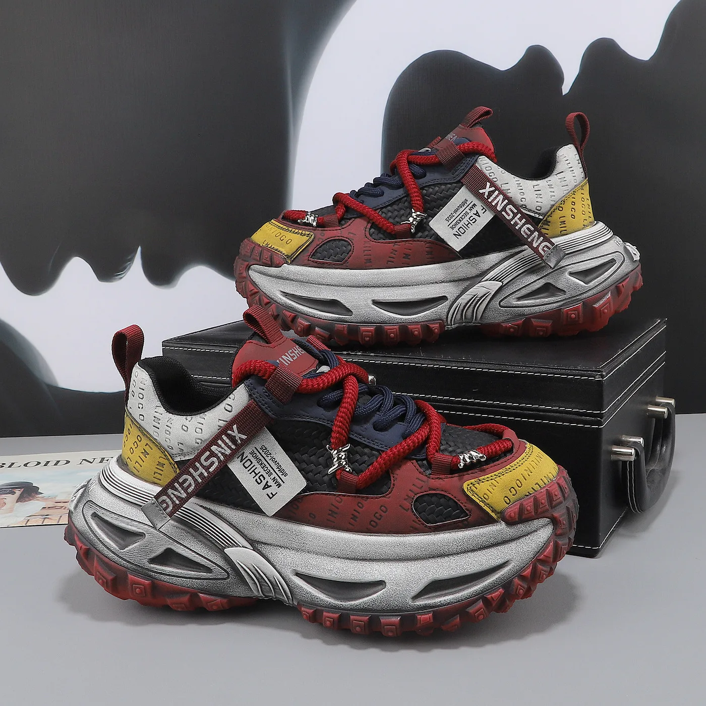 

Faionable Retro Dad oes Men's Sports Sneakers Heightening Casual oes Breathable Me Inner Thi Boting Rubber Sole