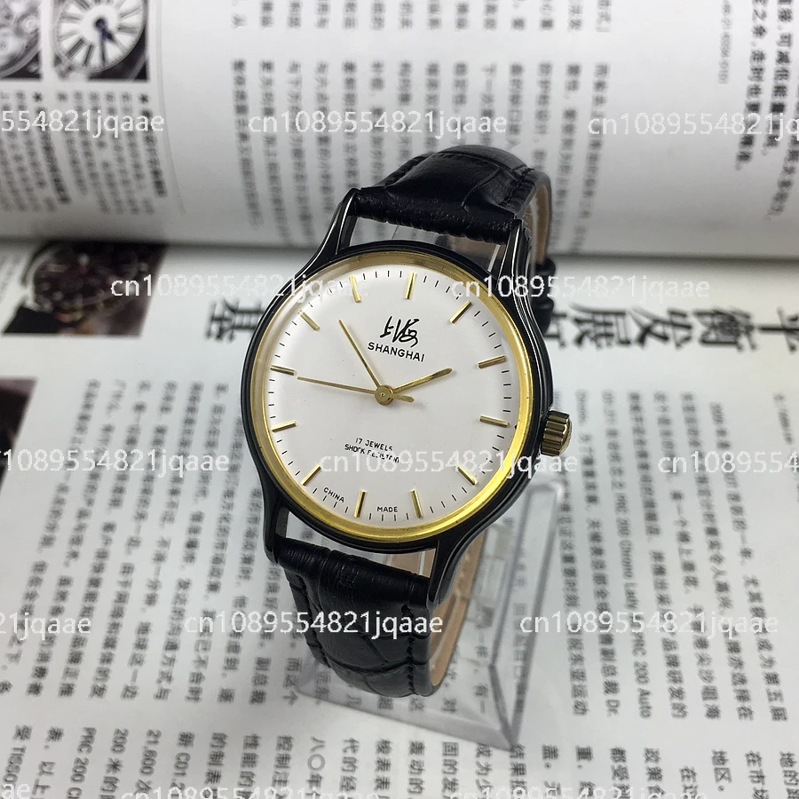 

Brand new original Shanghai 8120 type 17 drill black shell strip nail white surface manual mechanical watch, diameter 35mm