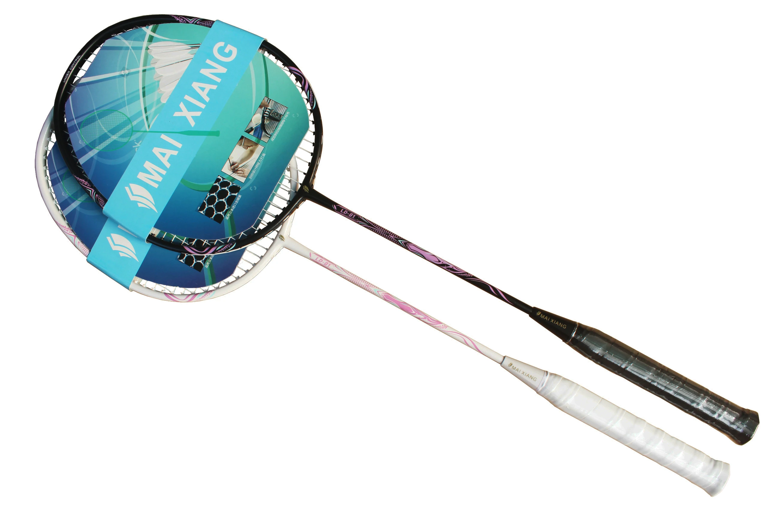 단색 복합 탄소 배드민턴 라켓 2개 세트 이미지