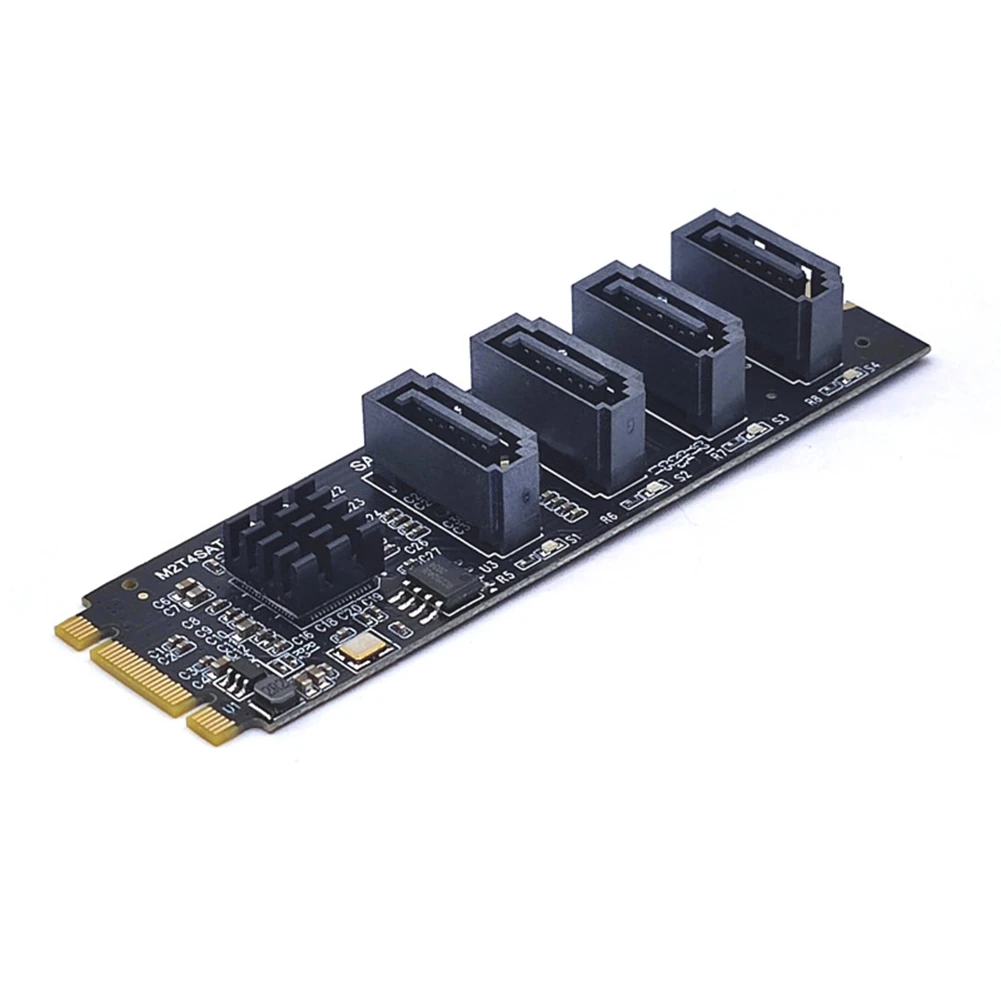 M.2 NVME To 4 Port SATA3.0 Adapter Card PCI-E To SATA3.0 Expansion To Hard Disk Riser Card Drive-Free