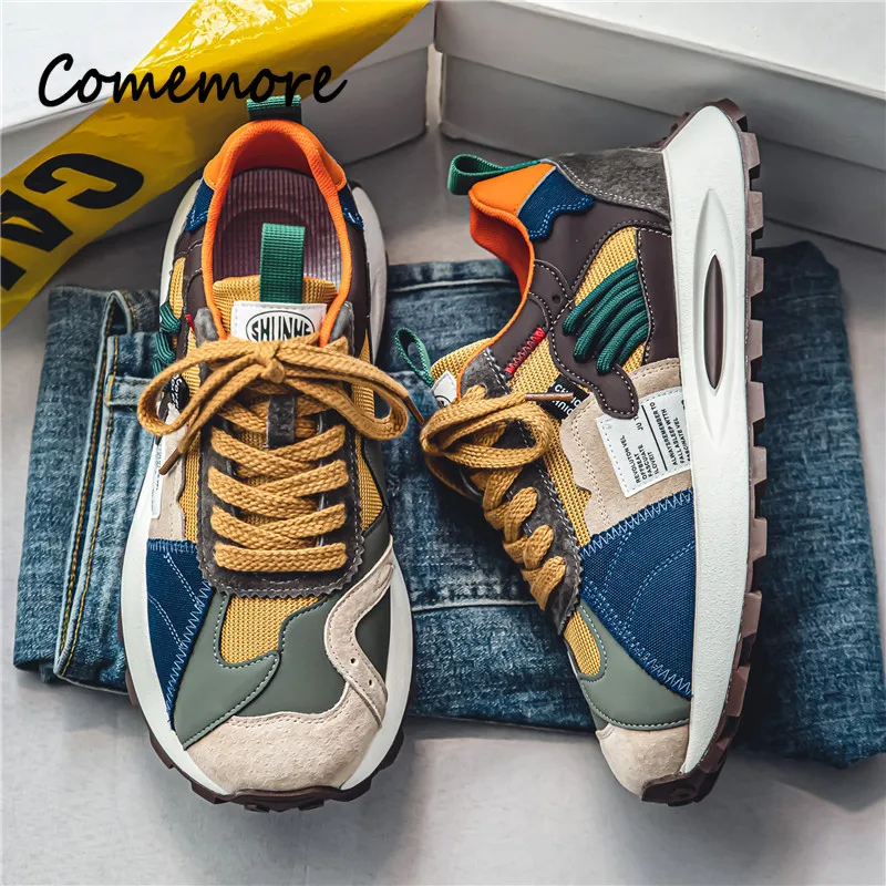 Fashion Designer Men Shoes Dissolve Thick Shoes Casual Sneakers Men Platform Trend Chunky Sneakers Walking Shoes