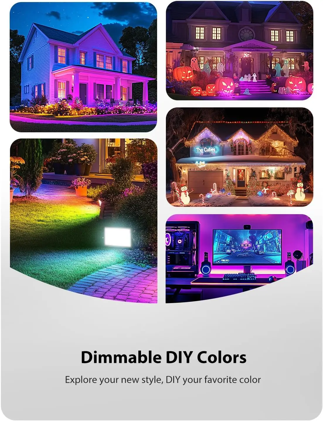 30W RGBW LED Flood Light, 2500LM Color Changing with Remote, IP66 Waterproof for Indoor/Outdoor Events