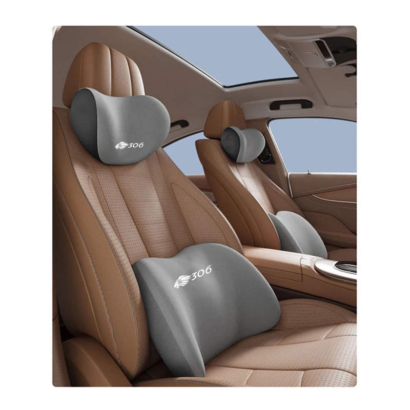 For PEUGEOT 306  Car Memory Foam Neck Pillow Lumbar Cushion To Relieve Cervical Fatigue Car Headrest Cushion