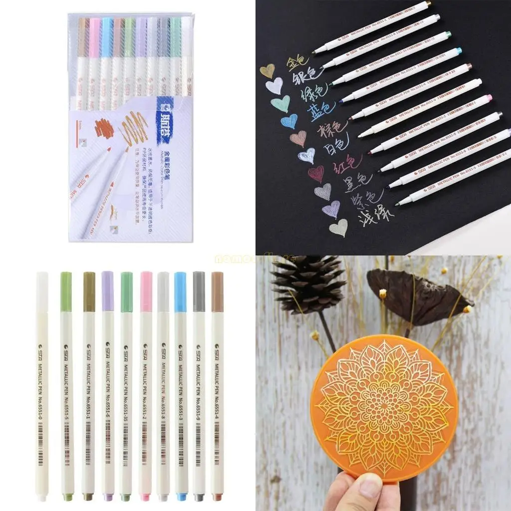 

31BF 10 Colors Permanent Marker Outline Drawing Pen DIY Paint Epoxy Resin Pen