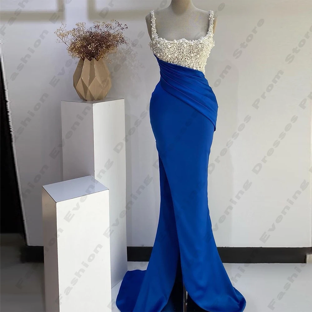 

Fashion Pretty Evening Dresses Simple Slimming Female Off Shoulder Sleeveless High Split Luxurious Sparkling Beading Prom Gowns