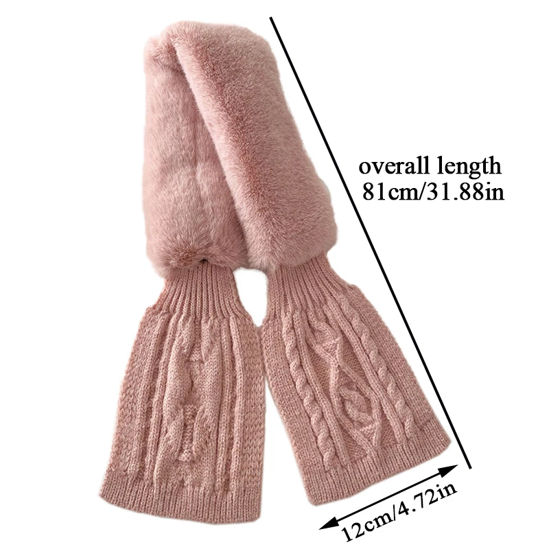 New Winter Cross Faux Rabbit Fur Scarf Outdoor Neck Warmer Scarves Wool Knit Cross Fur Collar Scarf False Collar Plush Thicken