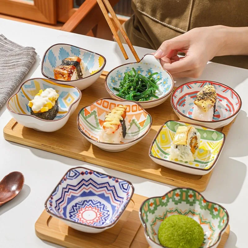 Soy Sauce Saucer Household Ceramic Saucer Side Dish Snack Dish Condiment Dish