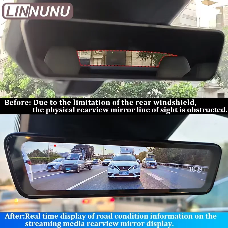 LINNUNU For Geely STARRAY EX5 EM-i 2026 Car Streaming Media Rearview Mirror Dash Cam 64GB 24H Parking Monitor 1080P Night Vision