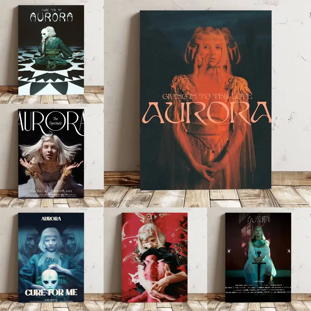Póster clásico vintage de Aurora Aksnes Singer, impresión de alta calidad, pegatina artística de pared impermeable para bar, decoración de sala de estar, regalo, 1 ud.