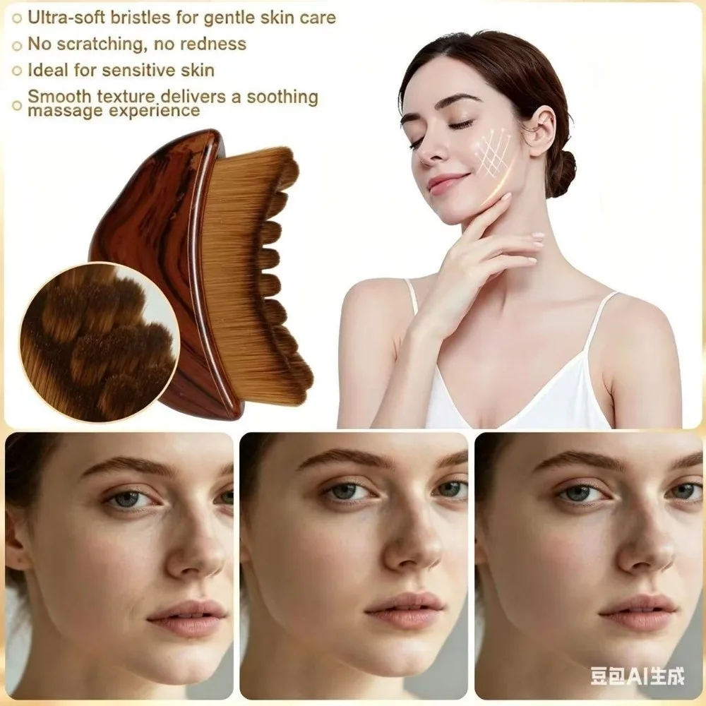 Portable Lymphatic Drainage Face Brushs Multi-function Chin Reduce Puffiness Lymphatic Contour Face Brush Crescent Shape