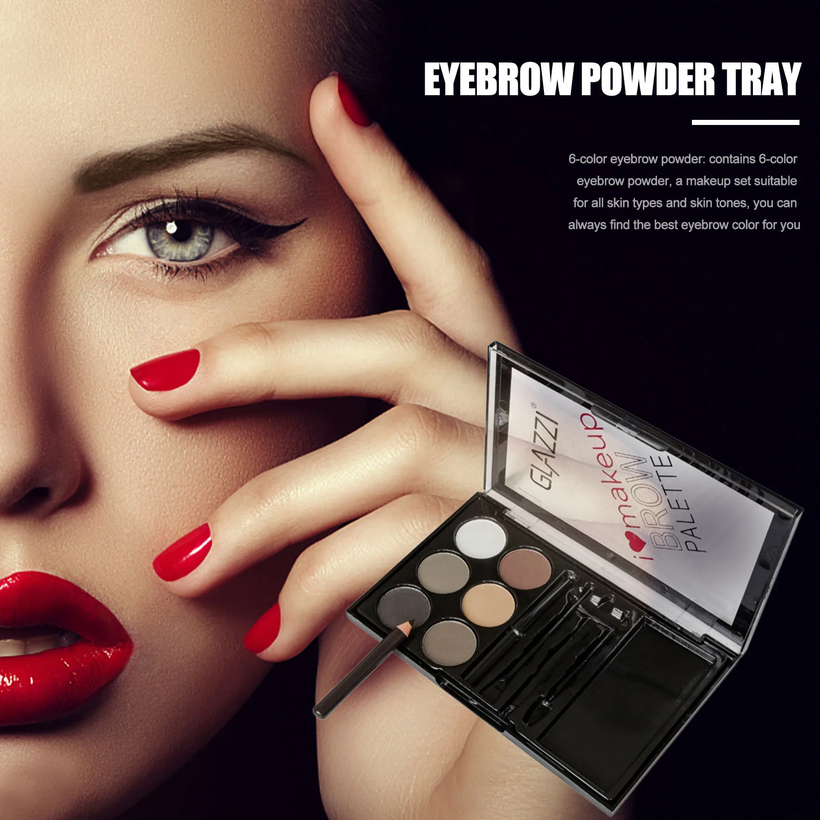 Natural Brown Eyebrow Powder Palette Eye Contour Enhancers Eye Brows Shadow Stamp Shaping Waterproof Makeup Kit With Brush 