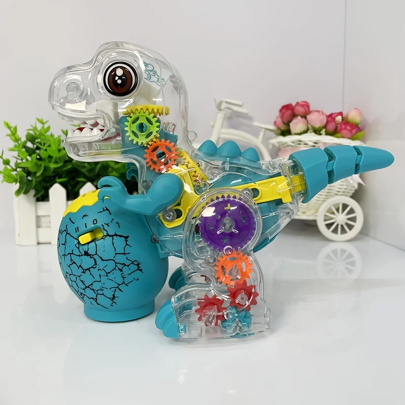Juguete de dinosaurio transparente, también se puede utilizar como artículo decorativo para interiores, con iluminación Xuncai, música y función de dirección automática, Chri