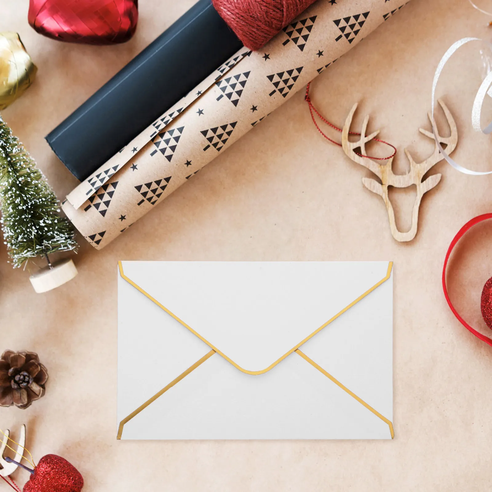 

50Pcs Sophisticated Gold Foil Accented Envelopes Smooth Finish Paper Envelopes for Formal Invitations Corporate Events Festival