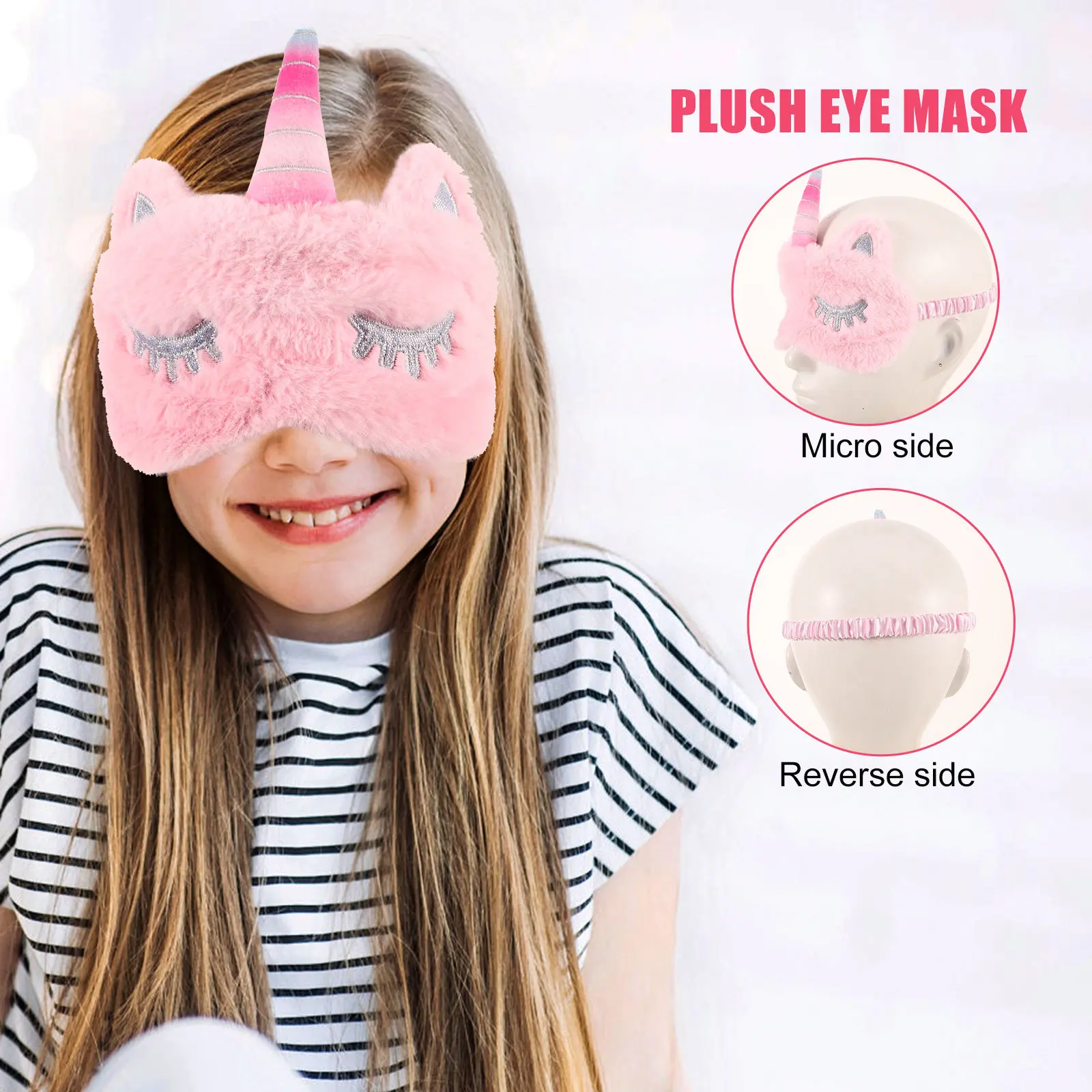 Unicorn Night Blindfold Pink Comfortable Sleep Mask for Rest Travel Work Naps Eye Movement Friendly Elastic Strap All Head Sizes