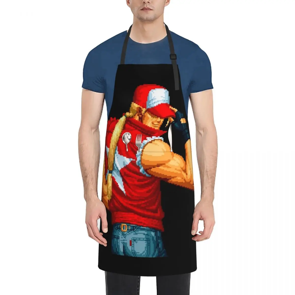 KOF 94 INTRO TERRY BOGARD Apron Kitchen For Men with pockets Men's Kitchen Apron