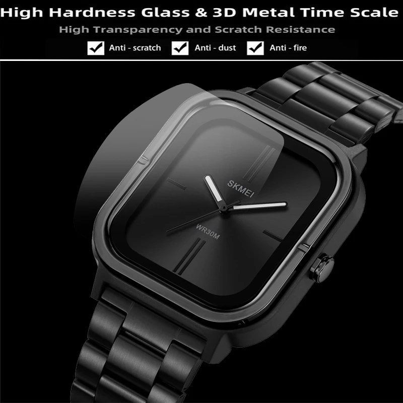 Skmei Analog Display Mens Bracelet Watches Luxury Stainless Steel Strap Simple Quartz Waterproof Wristwatch