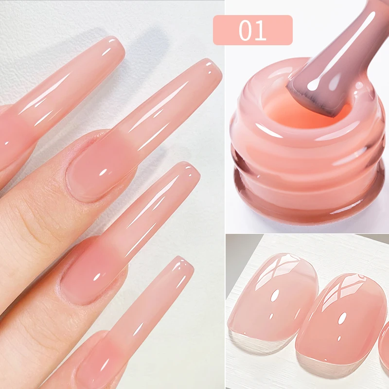 AWStorG 15ML Natural Nude Pink Color Nail Art Ice Transparent Bare Color Semi Permanent  Nail Enamel For Manicure Home Salon DIY