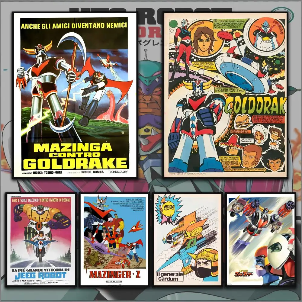G-GoldorakS Anime Classic Poster Home Living Bed Room Bar Hallway Sticky Wall Art Printing Aesthetic Decor