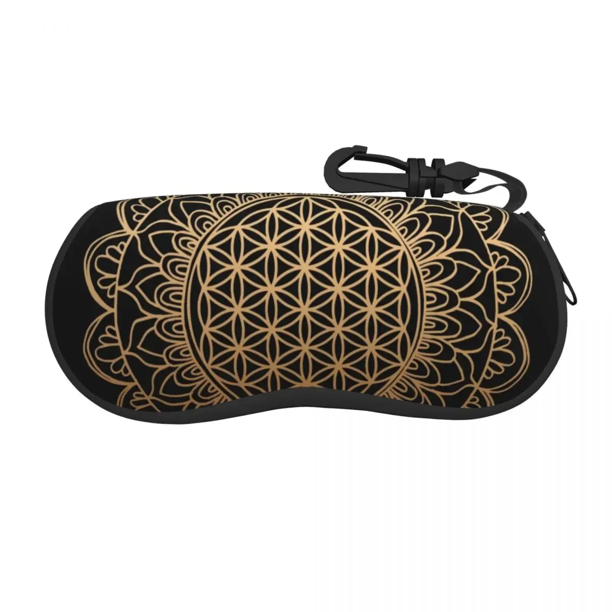 Flower Of Life Mandala Black Gold Shell Eyeglasses Case Men Women Fashion Sacred Geometry Glasses Case Sunglasses Box Pouch