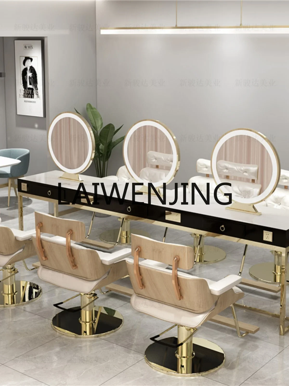 6Barber Shop Dressing Table Double-Sided Hairdressing Mirror Fashionable Hot Dyeing Simple Modern Special Single-Sided