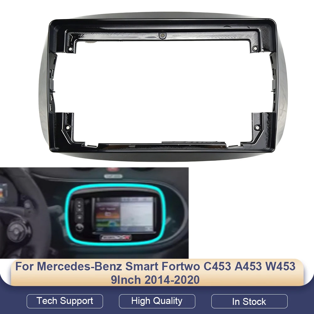 

Car Radio Frame For Mercedes-Benz Smart Fortwo C453 A453 W453 2014-2020 High Version 9 inch 2DIN Stereo Panel Power Cord