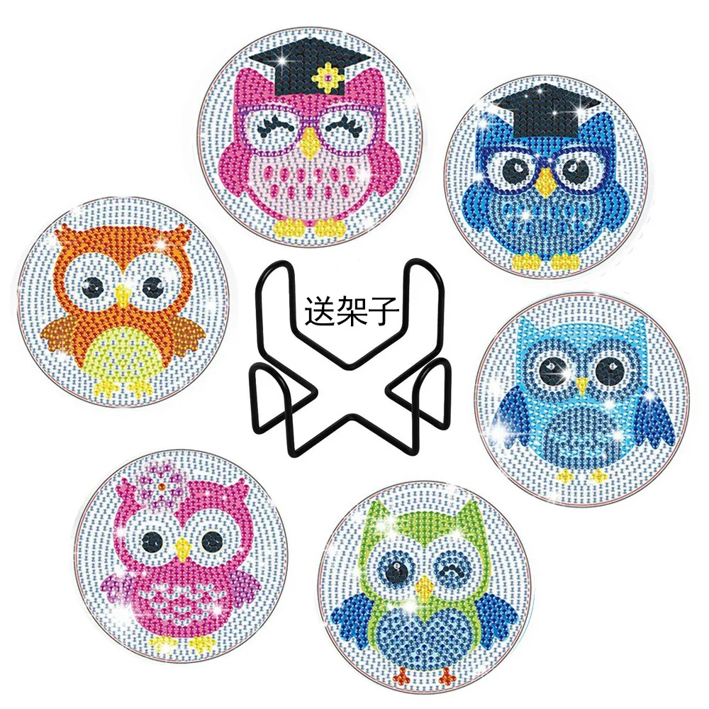 5D DIY Diamond Painting Coaster Kit Rhinestone Cup Mat Handmade Craft Material Pack Creative Home Decoration Diamond Sticker Art view 3