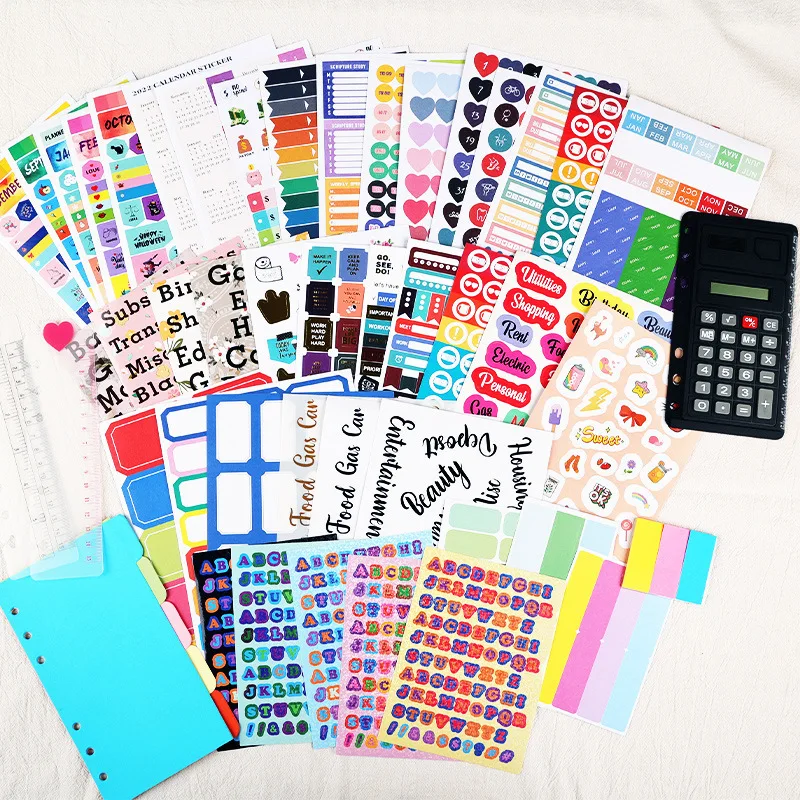 Loose-Leaf Notebook Handwritten Labels Indicate White And Blue Color Stickers Letter Stickers Sticky Notes Index Stickers