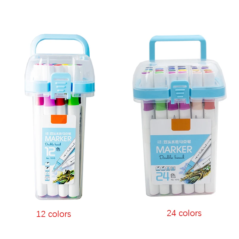 Фломастеры с двумя наконечниками, 12/24 цвета
