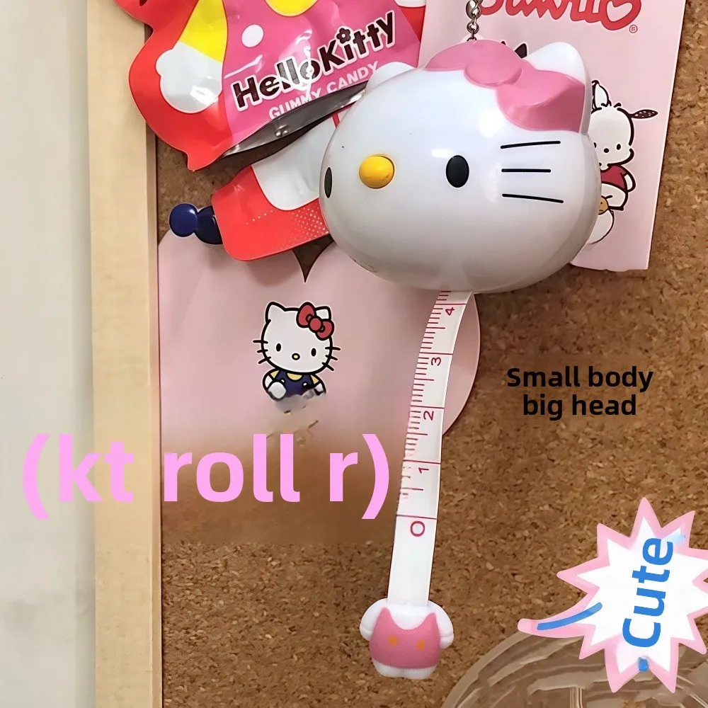 

Сумка Hello Kitty, очаровательная мини-рулетка Sanrio, милый брелок, аксессуар, выдвижная портативная линейка для измерения талии, бедер, бюста
