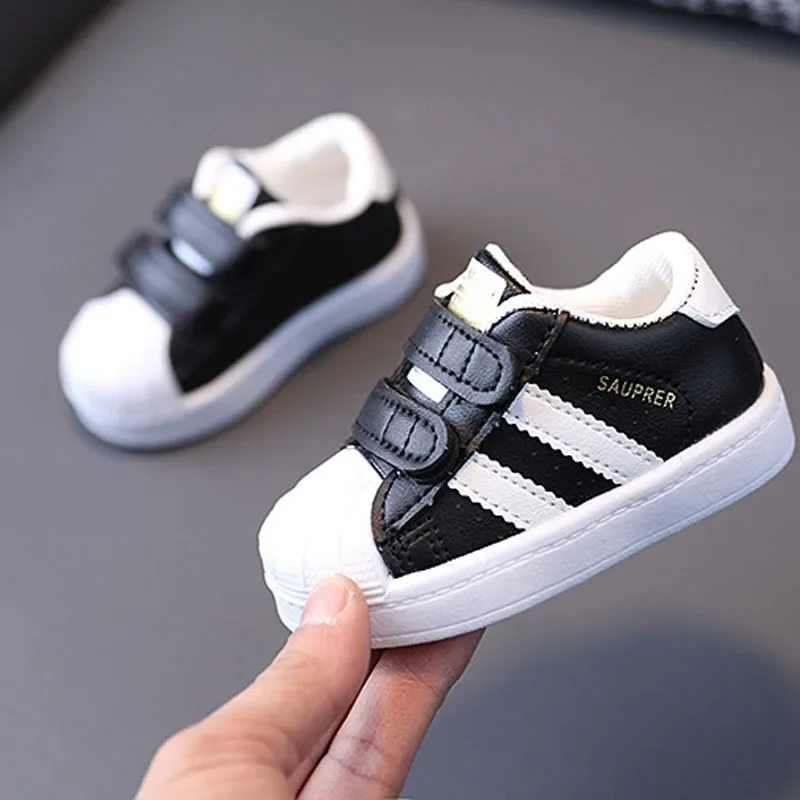 Toddler Baby Kids Fashion Design Walking Shoes Sneakers White Non-slip Casual Shoes Boys Girls Breathable Outdoor Board Shoes