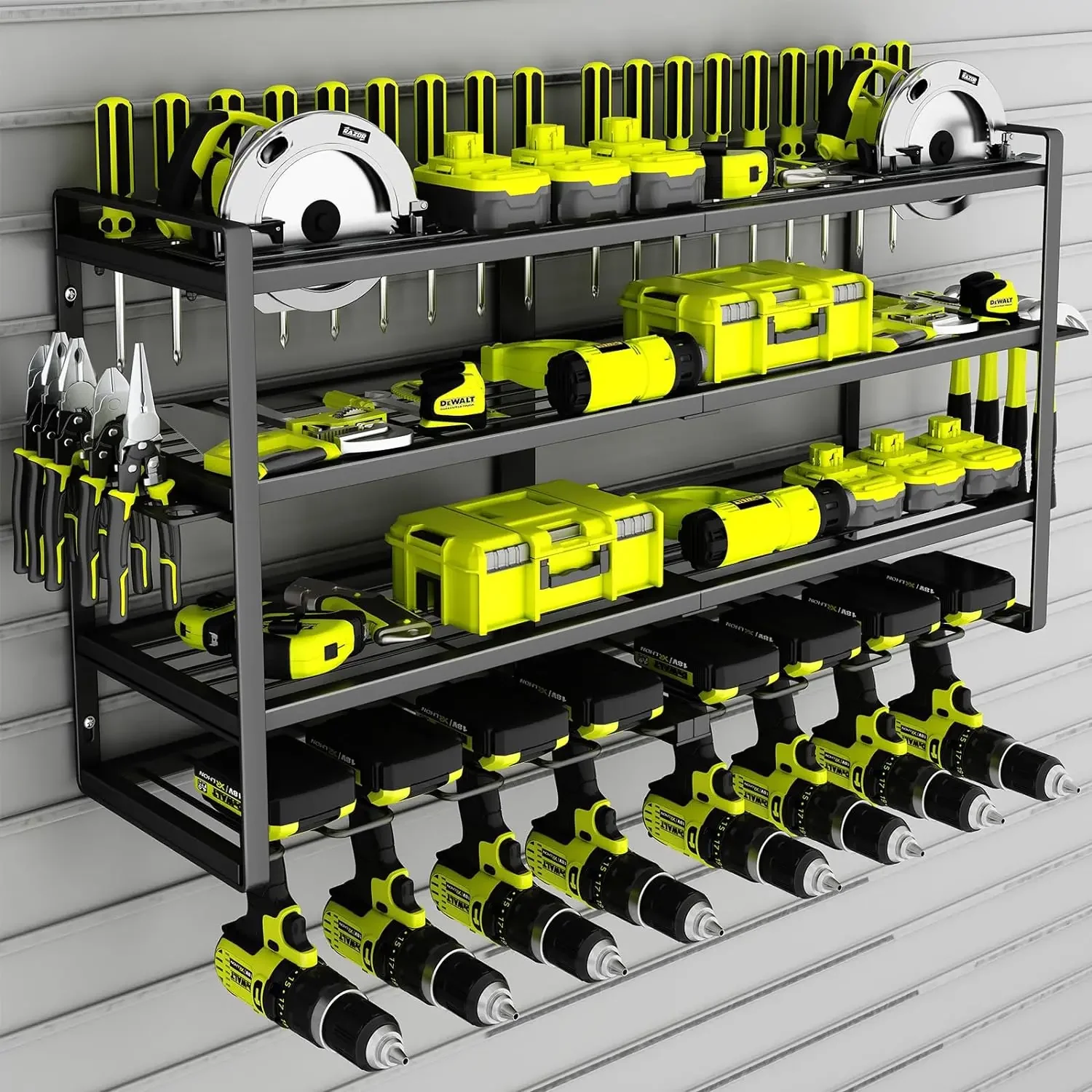 

Power Tool Organizer-8 Drill Holder Wall Mount,4 Layer Heavy Duty Metal Power Tool Storage Rack,Garage Tool Organizer