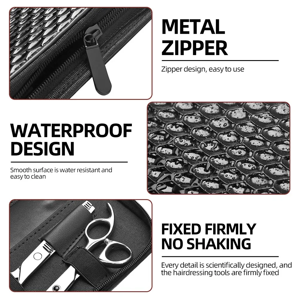 المهنية مقص حلاقة حقيبة تصفيف الشعر العالمي المقص دبوس الشعر تخزين حزمة أدوات بولي Leather الجلود مقصات الحيوانات الأليفة #2