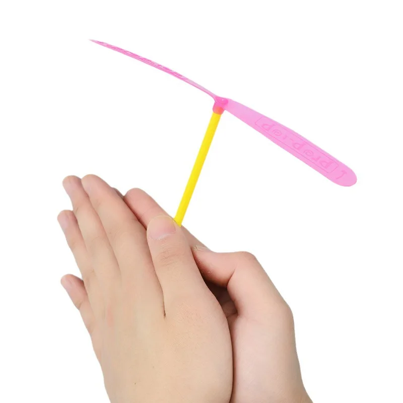 Children\'s Outdoor Traditional Classic Nostalgic Toys Plastic Bamboo Dragonfly Shape Hand-push Flying Propeller Kids Toy Gift