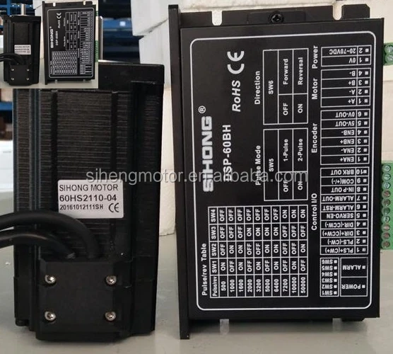 Siheng Motor Factory 60mm 2nm Closed Loop Stepper Motor and 48VDC Servo Motor Driver High Performance