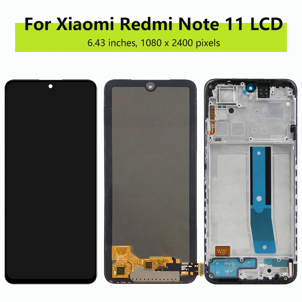 6.43'' Super Amoled for Xiaomi Redmi Note 11 2201117TG Lcd Display Digital Touch Screen with Frame for Redmi Note 11 Screen