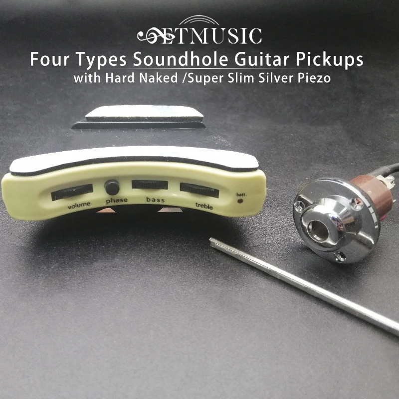 Soundhole Guitar Pickup White Pickup with Silver Piezo or Hard Naked Piezo with endpin output