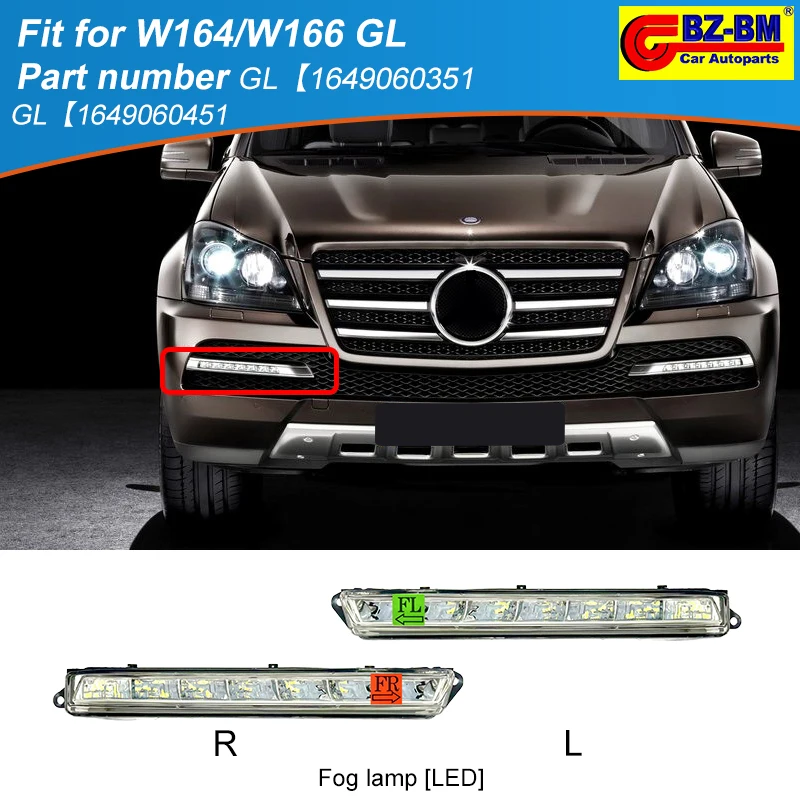 

Car Front Bumper Grille Fog Lamp Daytime Running Light For Mercedes Benz W166 Gl450 OEM 1649060351 1649060451