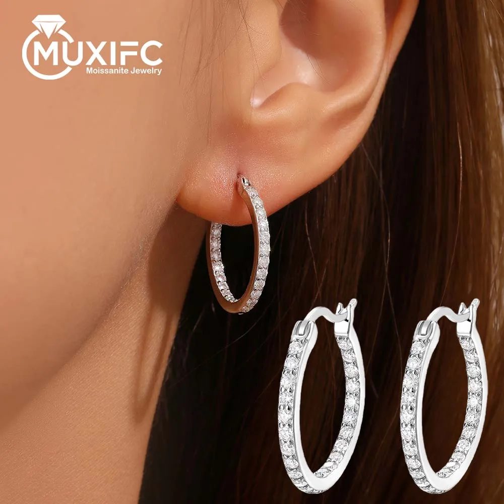 

MUXIFC серьги-кольца с муассанитом для женщин, серьги-капли из стерлингового серебра 925 пробы, сертификат GRA, цвет D, серьги-гвоздики, ювелирные изделия