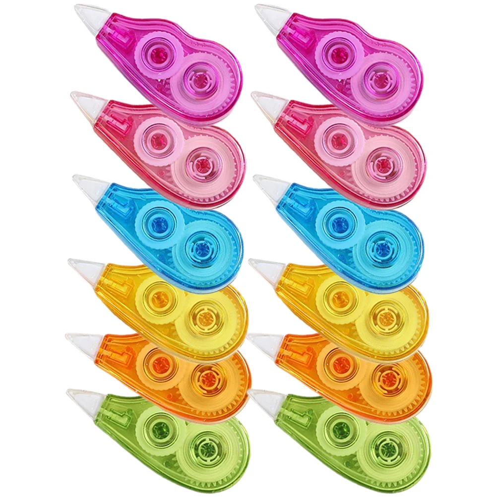 12 Pcs Notes Correction Tape Student Magnetic Convenient White-out Tapes Pp Dispenser Students