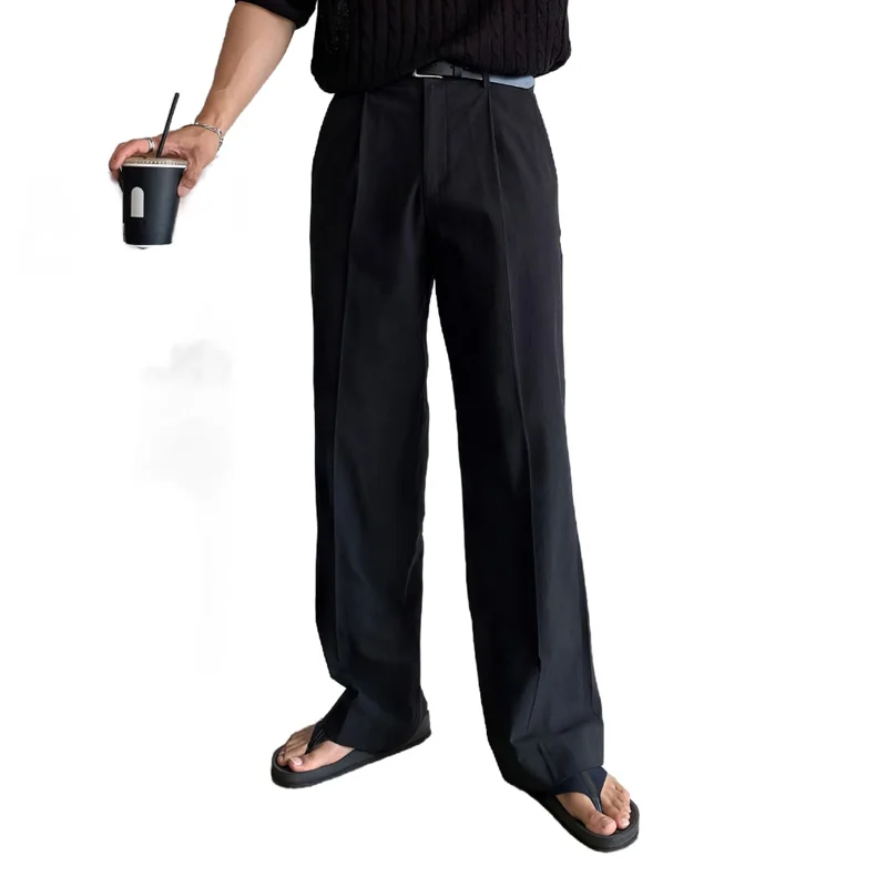 Summer Pure Linen Pants for Men, Loose Straight Casual Pants for Men, Elastic Waist Linen Pants for Men, Cotton and Linen Long Pants