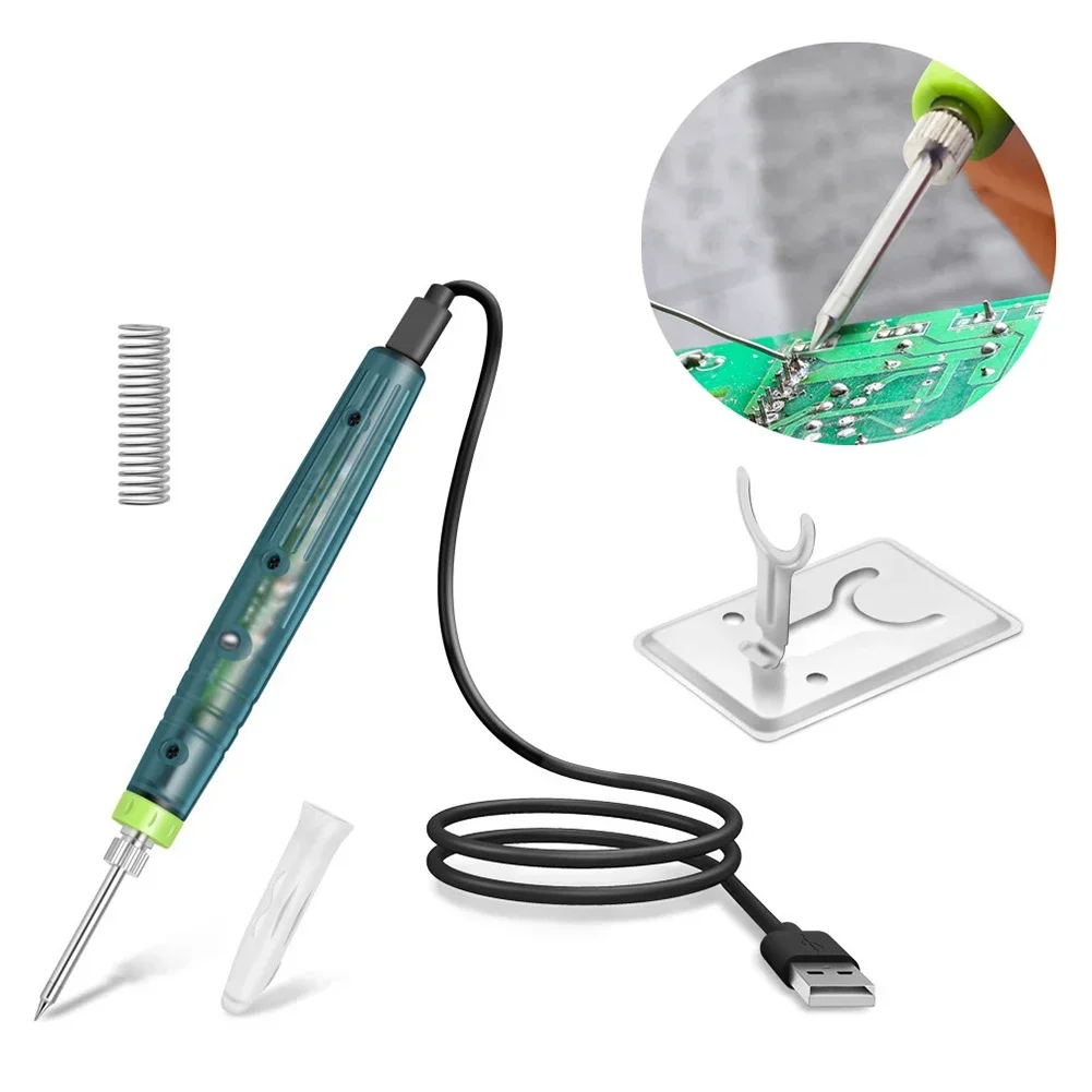 Portable USB Soldering Iron Kit 8W Electric Heating Indicator LED Light Welding Tool 6.82x0.78inch High Quality Welding Tools