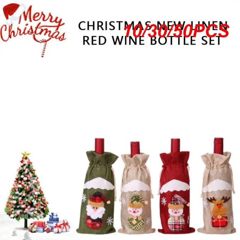 10/30/50PCS Wine Bottle Cover Durable 30g Cloth Party Decoration Ornaments Christmas Bottle Covers Dress Up