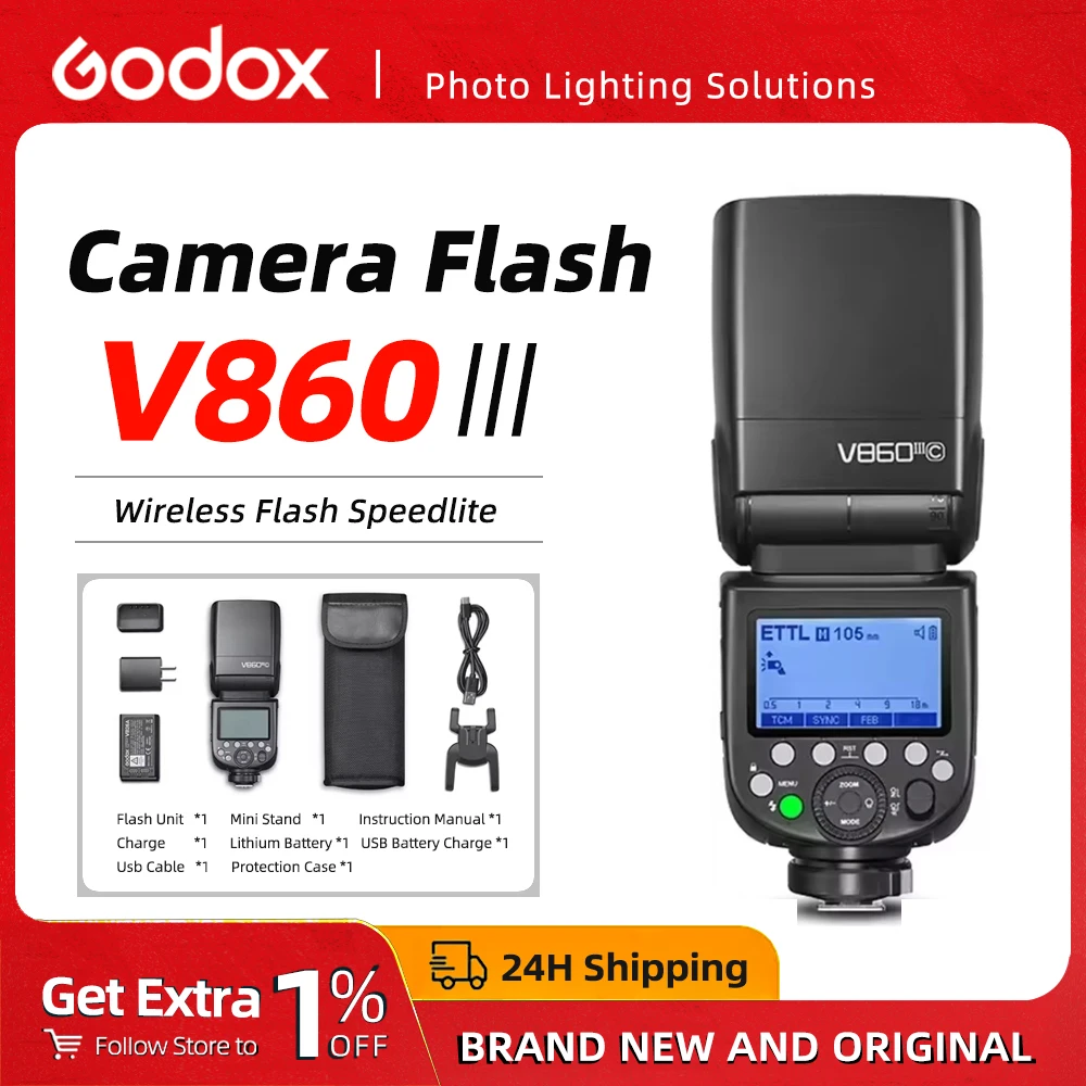Godox V860III V860 III-C Speedlite Camera Flash TTL HSS Wireless Flash Light Li-ion Battery for Canon Sony Nikon Fuji Olympus