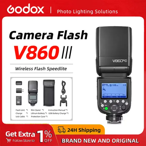 Godox V860III GN60 Speedlite luz de Flash para cámara TTL HSS luz inalámbrica batería de iones de litio para cámara Canon Sony Nikon Fuji Olympus