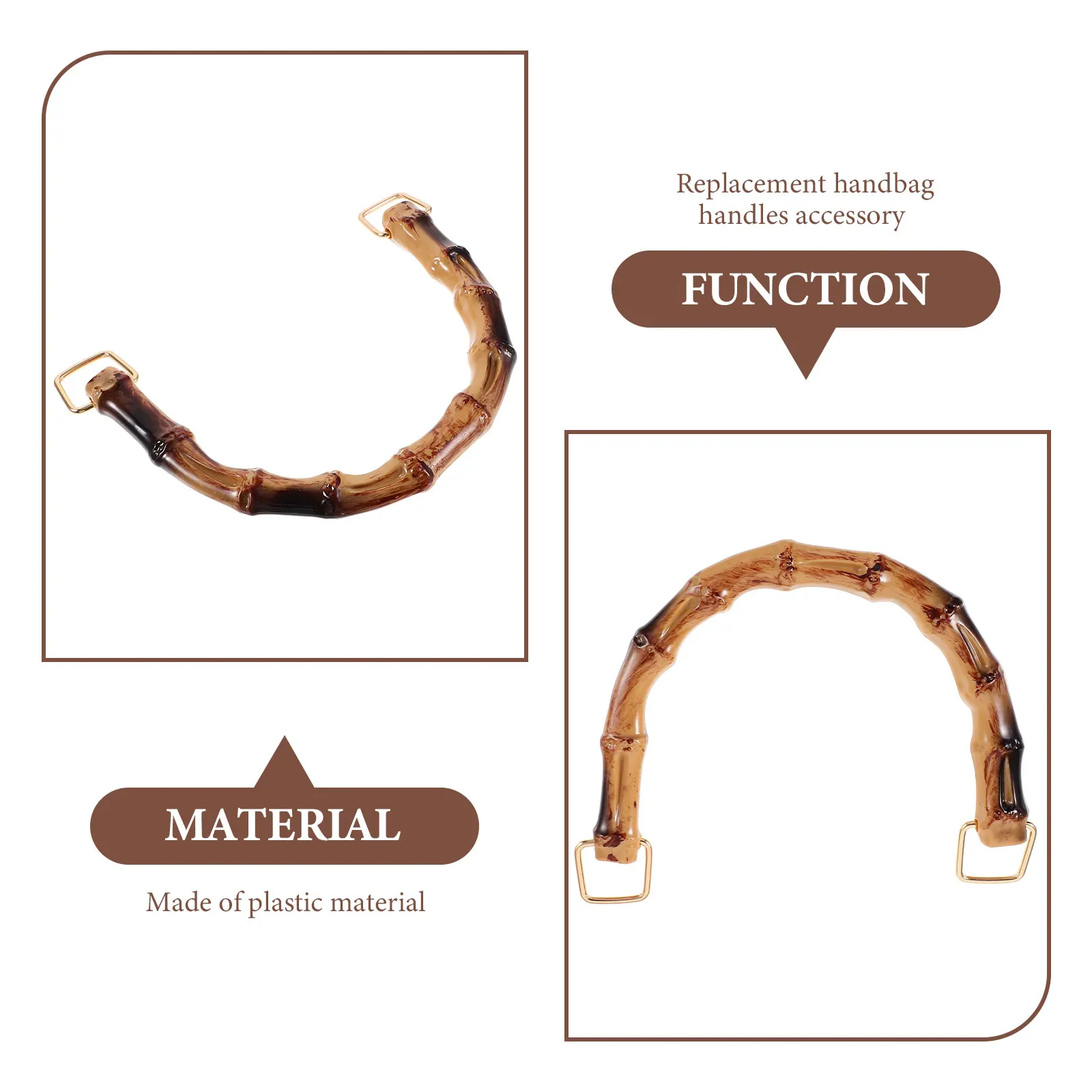 

2pcs U Shaped Plastic Bamboo Joint Bag H les Replacement Accessories for DIY Straw H bags Beach Tote Practical Durable Glossy