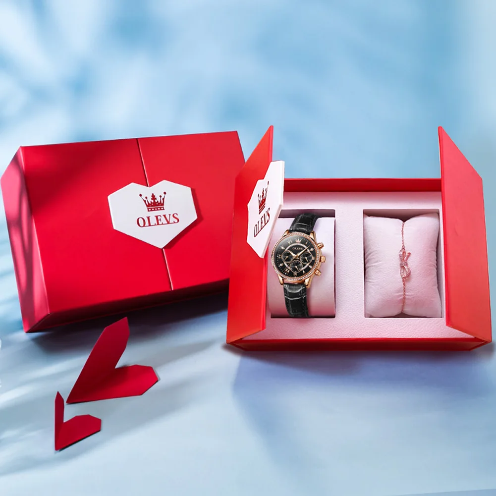 OLEVS 2915 ساعة نسائية رائعة أنيقة فاخرة حزام ساعة كوارتز مقياس مقاوم للماء مضيئة تاريخ السيدات ساعة الهدايا الأصلية #4