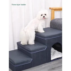 Step Stool for Dogs with 3 Levels, Soft Foam Dog Step Pads, Suitable for Small Breeds, Bed or Couch Access, Collapsible