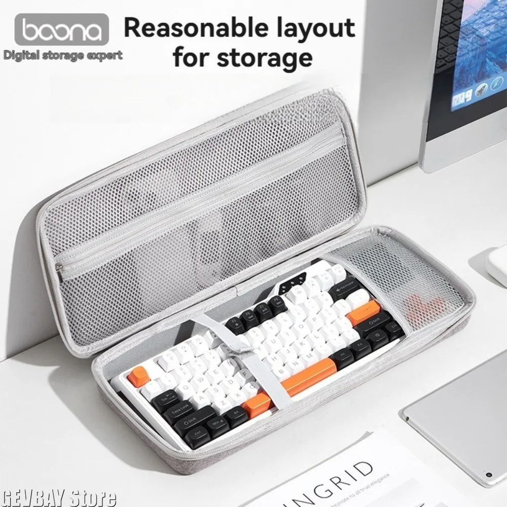 BOONA Hard Shell Mechanical Keyboard Organizer Case Protective Bag for 82 98 108 Key Keyboard Cell Phone Mouse Storage
