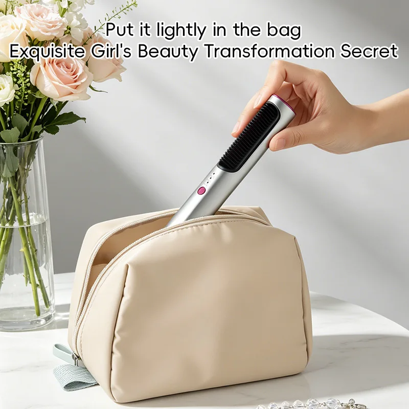 new-mini-bangs-comb-hair-straightening-comb-wireless-portable-lipstick-style-heating-high-skull-artifact